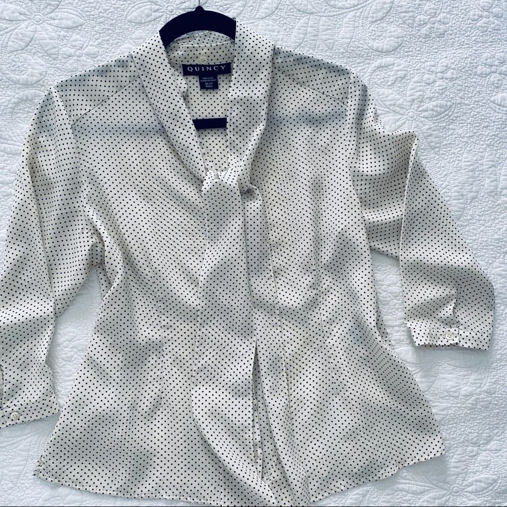 Quincy Custom Made Silk Blouse Petite 38 C/D